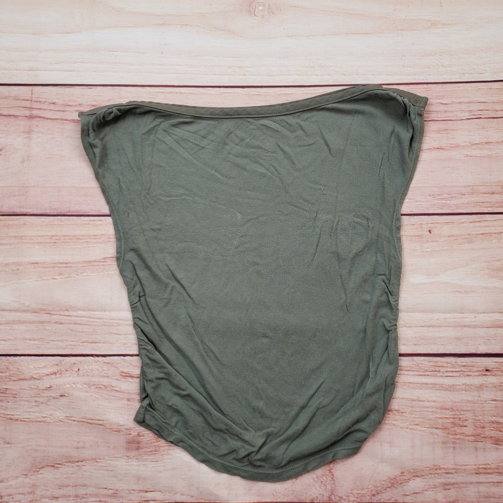 Intimately Free People Shirt Womens XS Olive Green Ribbed Ruched Side Tank Top